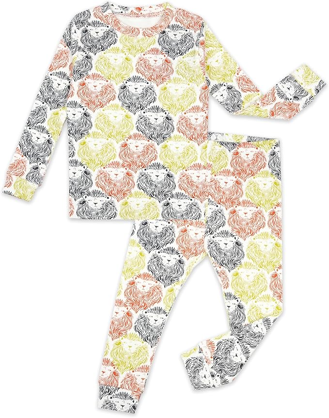 moimoln Sibling Matching 6M-8Y Soft Warm Cotton Modal Character Long Sleeve Snug-Fit Pajama Long Sleeve Sleepwear Daily