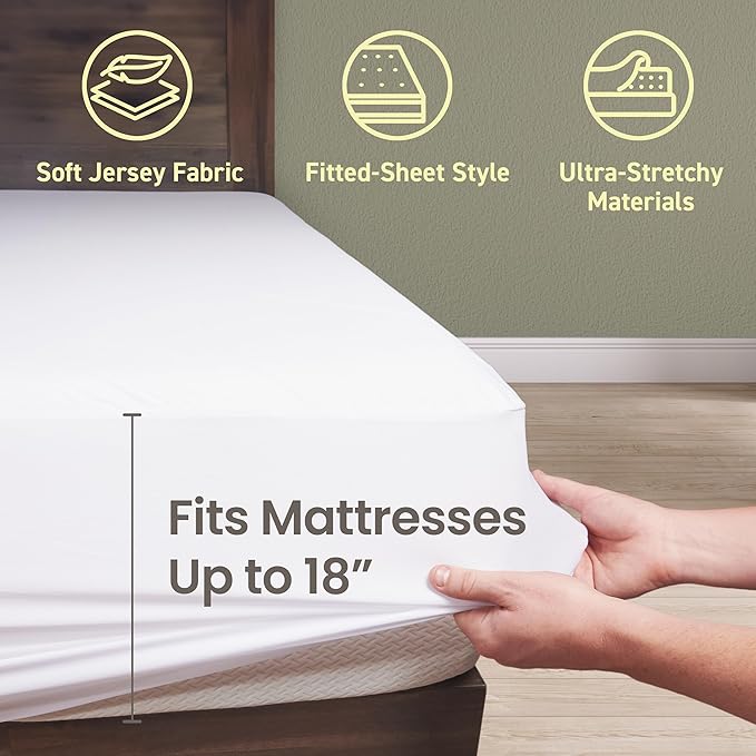 SafeRest Waterproof Mattress Protector California King Size – Absorbent Breathable Soft Fitted Bed Cover with 18" Deep Stretchable Pockets – Machine Washable California King Mattress Cover