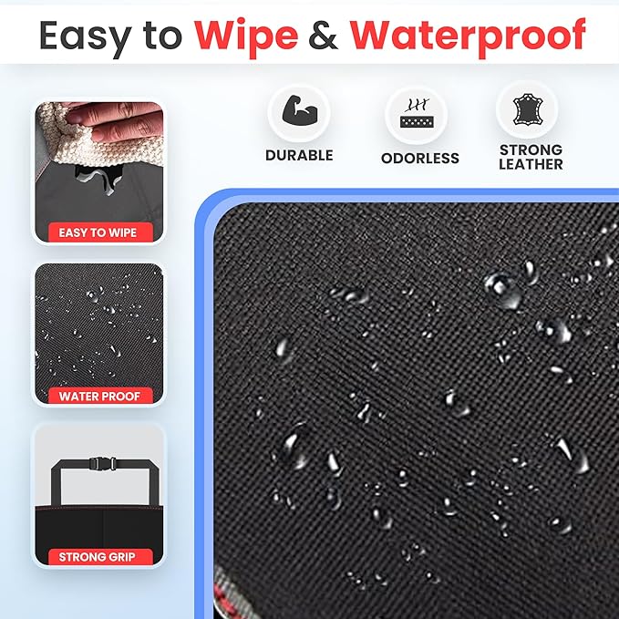 Car Seat Protector for Child Car Seat/Pets,Waterproof Non-Slip 600D Polyester Seat Protector Under Baby Seat, Car Seat Cover with Storage Pockets–Durable Easy to Clean-Universal Size