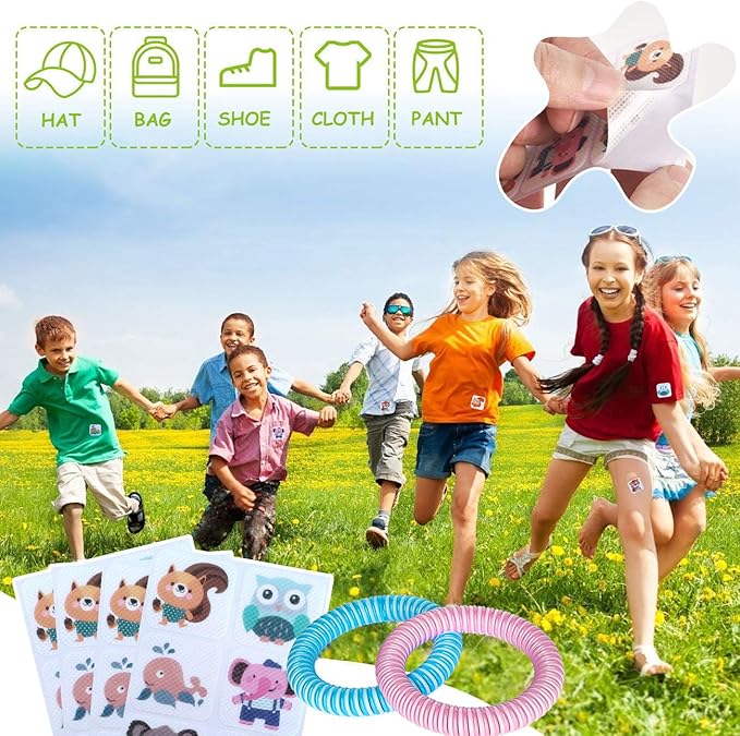 120 Pack Mosquito Patches Stickers for Kids & Adult, Resealable Stickers with 2 Pack Mosquito Bracelet, Mosquito Stickers for Indoor Outdoor Camping & Travel Summer Camp Essentials