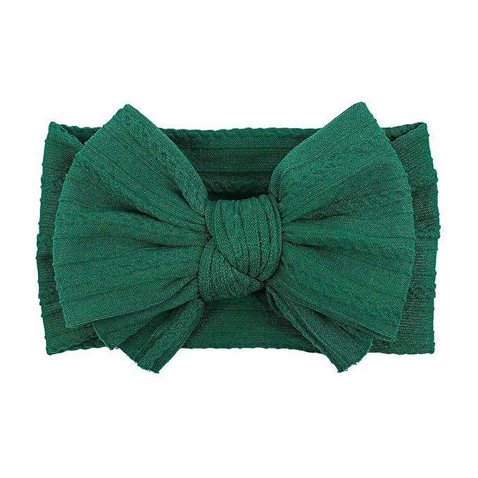 LemonSpace Handmade Baby Girls Headbands Bows Soft Stretchy Nylon Hair Bands Hair Accessories with Bows for Newborn Baby Girls Infant Toddlers Kids(Green)