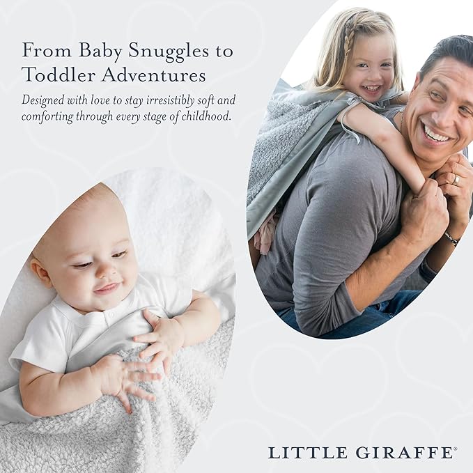 Little Giraffe Chenille Baby Blanket – 29x35” Soft Chenille with Satin Trim, Silver | Ultra-Soft, Gentle & Safe, Lightweight & Breathable for Newborns & Toddlers