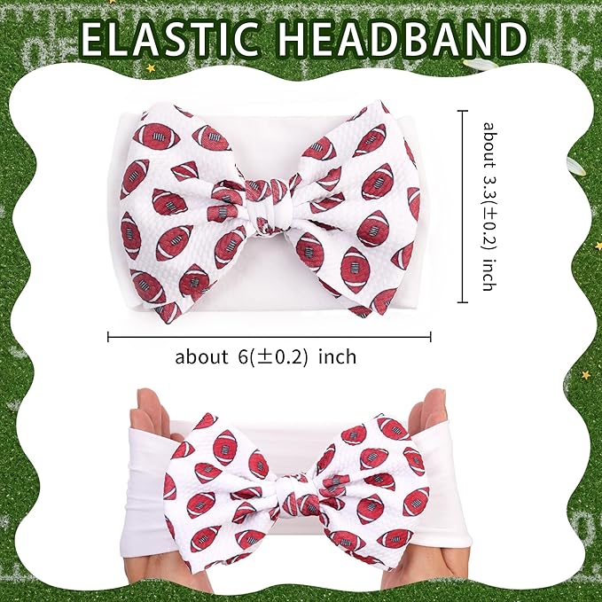 Football Baby Bow Headbands 3 Pcs Baby Football Headbands with Bows Game Day Accessories for Baby Girl Football Outfit