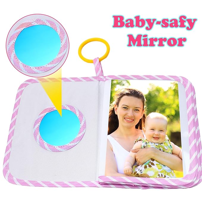 Baby Photo Album Holds 17 4x6 Pictures My First Soft Cloth Family Photo Book with Name Tag Stickers Fabric Kid Memory Keepsake Gift for Newborn Toddler Boy Girl Baby Shower(Pink Unicorn)