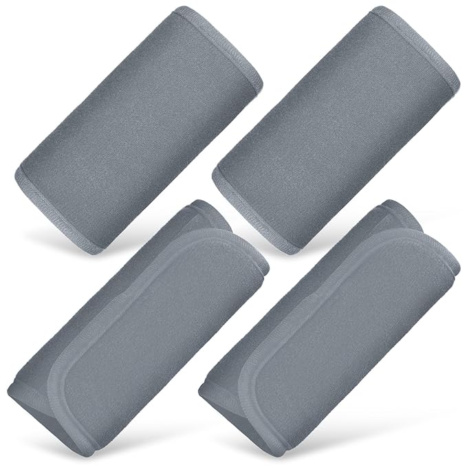 Riakrum 4 Pcs Baby Car Seat Belt Covers Soft Car Seat Straps Shoulder Pads for Kid Infant Stroller Strap Covers Safety Belt Cushion Pads for Boy and Girl(Light Gray,5.7 x 2.6 Inch)