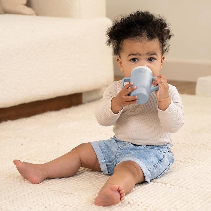 Infantino My 1st Tiny Tumbler, Silicone Sippy Cup with Straw & Handle, Spill-Resistant Baby Cup for On-the-Go, BPA-Free Transition Cup, Clarity