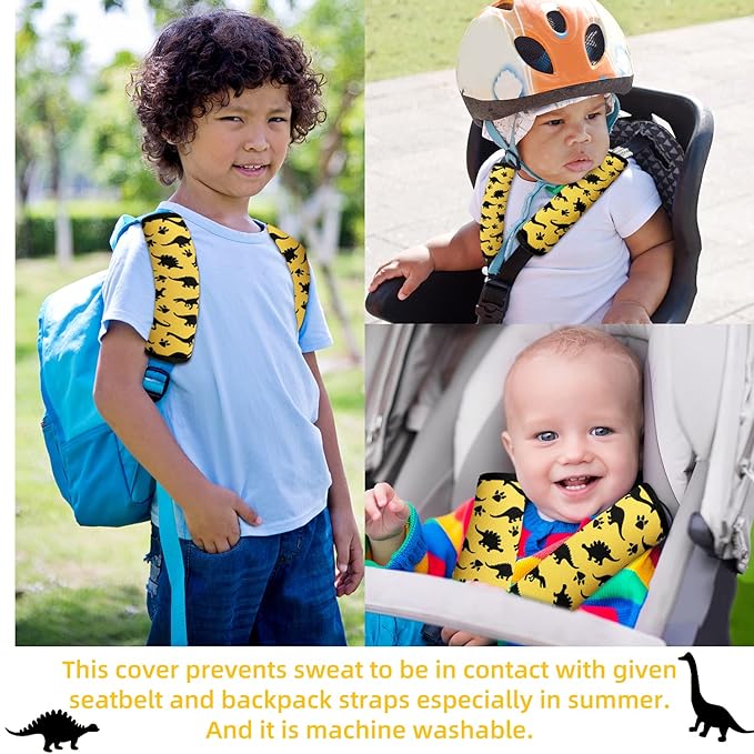 Seat Belt Cover for Kids, Seat Belt Pad for Boys Girls, Car Seat Straps Shoulder Pads for Kids, Kid's Seat Belt Cushion, Shoulder Strap Pad, 1 Piece （Dinosaur）