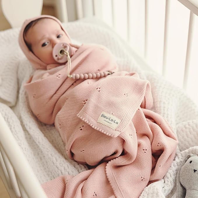 Baby Gift Set - Organic Cotton Newborn Blanket Essentials, Thoughtful Baby Shower & New Baby Gift for Boys & Girls (Pointelle - Ballet Slippers)