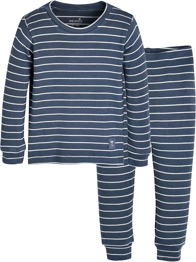 moimoln Stripe Pajamas Set 12M-8Y Ribbed Unisex Baby & Toddler, Soft Viscose, Snug-Fit, Everyday Sleepwear