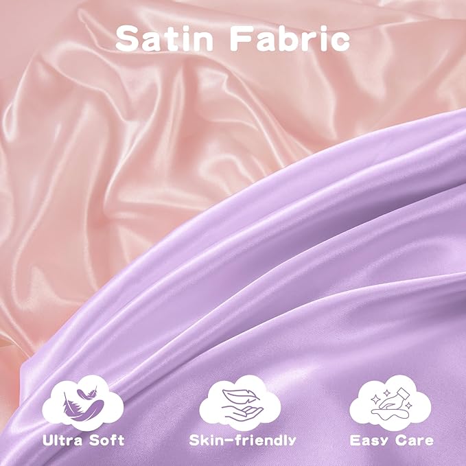 SiinvdaBZX 2 Pack Changing Pad Cover for Baby Girls Boys, Satin Silky Soft Changing Table Covers 32"x16"+5" Diaper Changing Pad Sheets, Pink & Lavender