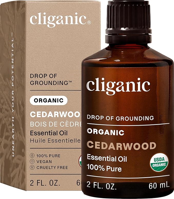 Cliganic Organic Cedarwood Essential Oil - 100% Pure Natural for Aromatherapy Diffuser | Non-GMO Verified (Packaging May Vary)