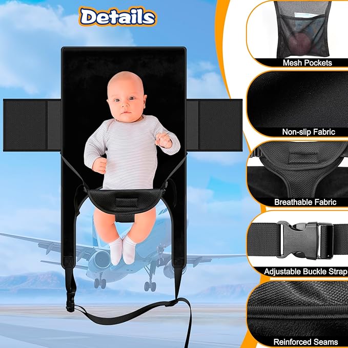 TRELC Portable Baby Airplane Bed, Toddler Airplane Bed for 1-12 Months Old Baby, Babies Infant Beds for Flight, Baby Travel Essential for Flying