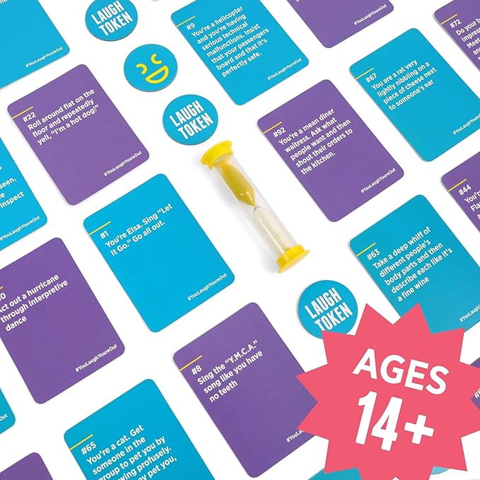 DSS Games You Laugh You're Out Game | Family Card Game for Adults, Kids & Teens | 125 Prompt Fun Cards for Game Nights & Parties Ages 14+