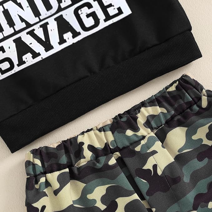wdehow Toddler Kids Baby Boy Fall Outfits 1T 2T 3T 4T 5T Letter Print Long Sleeve Tops Camouflage Pants Winter Clothes Sets