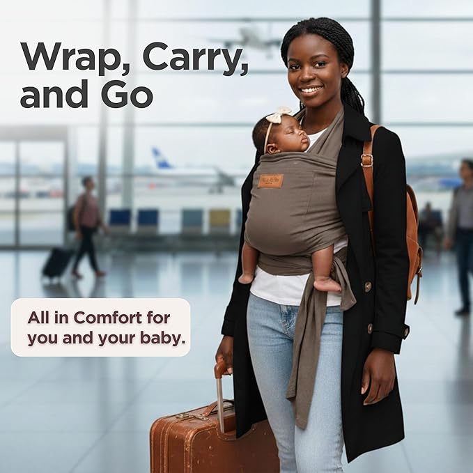 Baby Wrap Carrier - Premium Cotton Baby Carrier Wrap for Newborn to Toddler- Infant Carrier for Babies 8-35 lb - Baby Holder One Size Fits All with Front Pocket by Max&so
