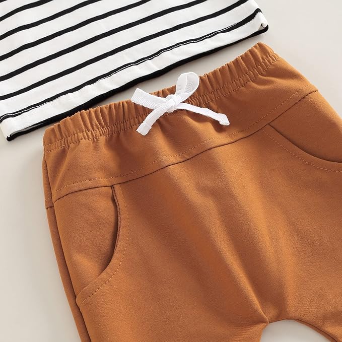 Toddler Baby Boy Clothes Solid Color Long Sleeve Crewneck Sweatshirt Top Casual Pants Set 2Pcs Fall Winter Outfits