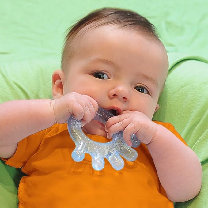 green sprouts Cooling Teether| Soothes gums & promotes healthy oral development |Safer plastic filled with sterilized water,Chill for extra relief,Textured surface to massage gums,2 Count (Pack of 1) Blue
