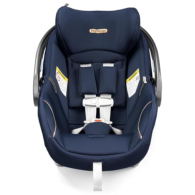 Peg Perego Primo Viaggio Nido - Rear Facing Infant Car Seat - Includes Base with Load Leg & Anti-Rebound Bar - for Babies 4 to 30 lbs - Made in Italy - Blue Shine (Blue & Copper)