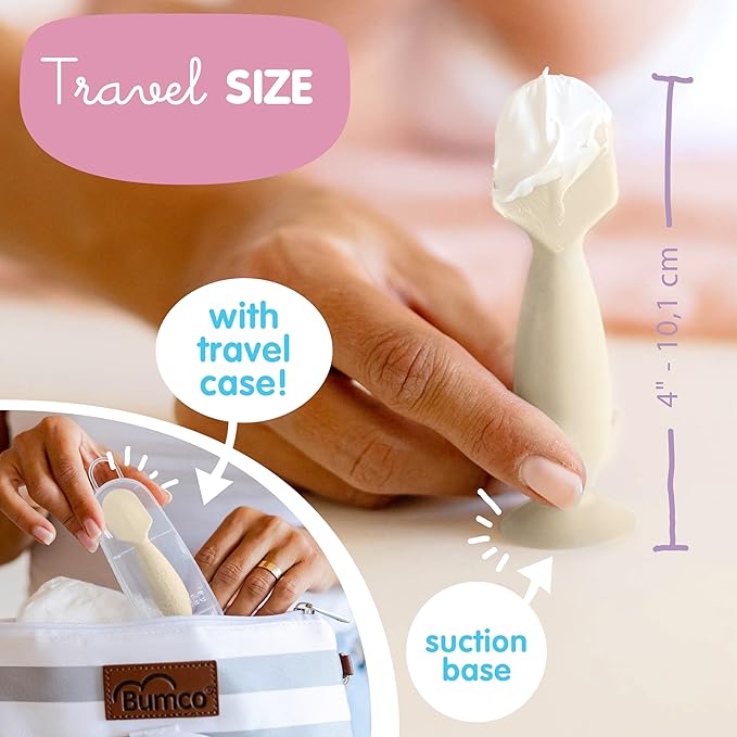 Bumco Diaper Cream Spatula (Mini) - BPA-free Butt Paste Diaper Cream Applicator, Soft & Flexible Diaper Rash Cream Applicator, Butt Spatula Baby, Mom-Invented Diaper Bag Essentials (Beige)