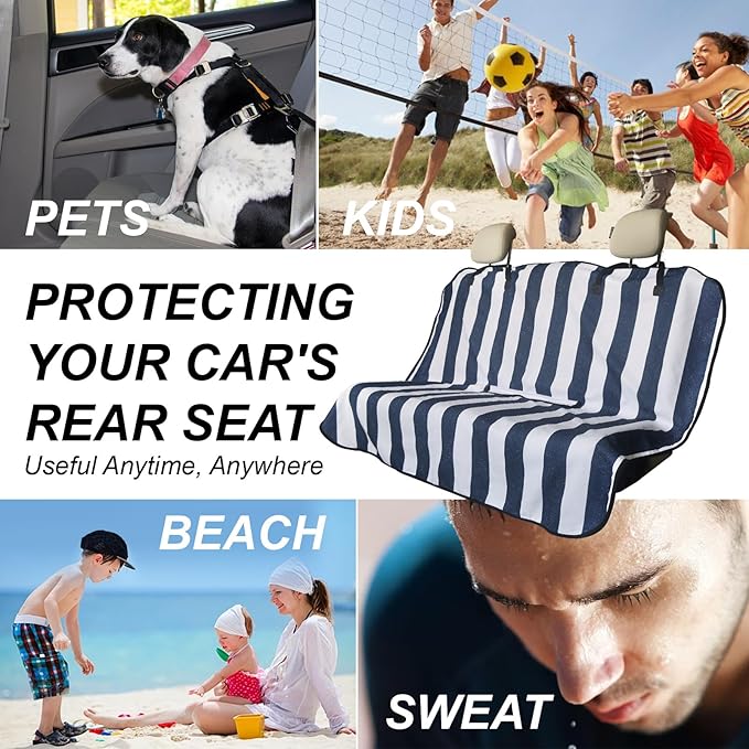 Back Seat Cover Protector for Dogs and Kids, Universal Waterproof Towel Rear Bench Seat Cover for Car, Truck, Van & SUV, Machine-Washable Backseat Car Covers (1pcs Rear Seat)