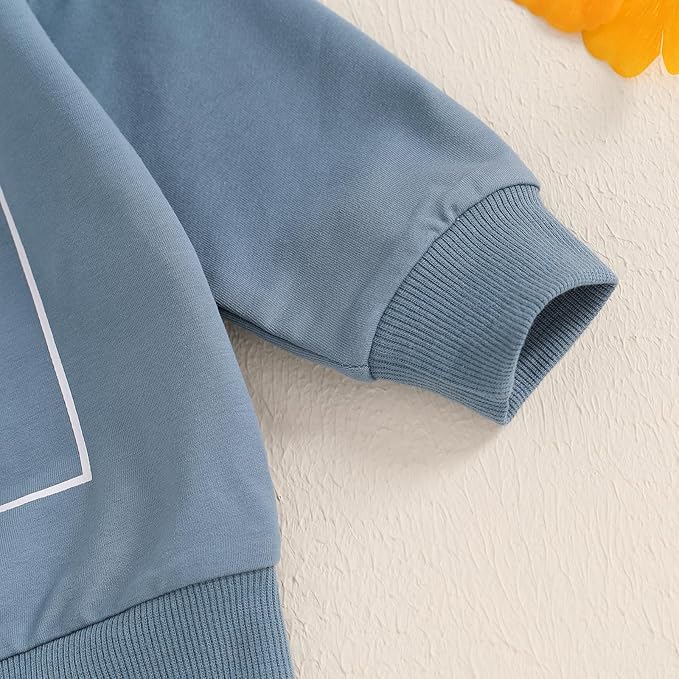 Baby Boy Fall Clothes Set Long Sleeve Letter Print Sweatshirt Pants Toddler Infant Outfits 6 12 18 24 Months 2T