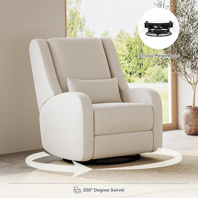 Nurture& The Charleston Wingback Plus – Premium Power Recliner for Nursery | Ergonomic, Stain-Resistant Glider Chair with USB, Lumbar & Head Support – Modern Baby Room Essential