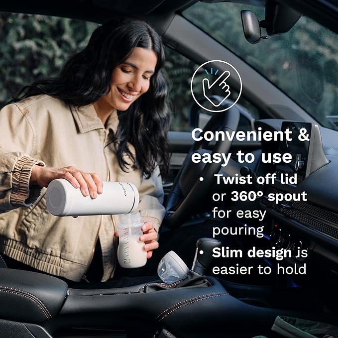 Baby Brezza Portable Warmer – 3X Faster Baby Bottle Warming - Travel Breastmilk and Formula Warmer - Safe, Even Heating - Up to 9oz - No Adapters, Black