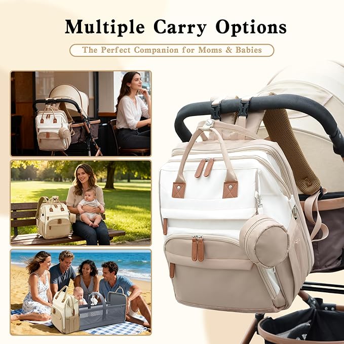 DERJUNSTAR Large Diaper Bag Backpack, Baby Dipaer bag with Insulated Bottle Holders, USB Charging Port, Travel Diaper Backpack for Mom & Dad