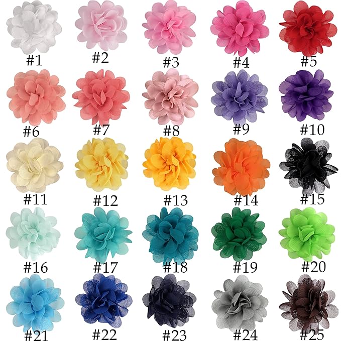 50PCS Toddler Girls Hair Ties Hair Scrunchies 2inch Chiffon Flower Hair Bows Rubber Bands Hair Ties Soft Elastics Ponytail Holders Hair Accessories for Infants Toddlers Kids Children Set of 25 Pairs