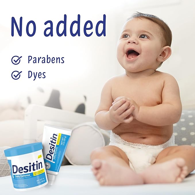 Desitin Daily Defense Baby Diaper Rash Cream with 13% Zinc Oxide Barrier Cream to Treat, Relieve & Prevent diaper rash, Hypoallergenic, Dye-, Phthalate- & Paraben-Free, Travel Size, 2 oz