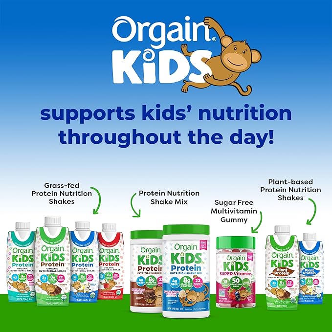 Orgain Organic Kids Nutritional Protein Shake, Fruity Cereal - Kids Snacks with 8g Dairy Protein, 22 Vitamins & Minerals, Fruits & Vegetables, Gluten Free, Soy Free, Non-GMO, 8.25 Fl Oz, (Pack of 24)