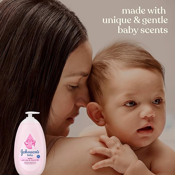 Johnson's Baby Lotion with Coconut Oil, Aloe Vera & Vitamin B5, 72 HR Hydration, Skin Moisturizer, Hypoallergenic, Safe for Newborn, Protects From Dryness &; Strengthens Skin, 27.1 fl. oz