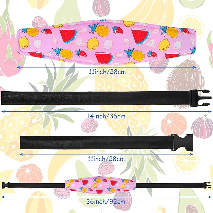 HESTYA 2 Pcs Carseat Head Support Toddler Stroller Seat Headrest for Sleeping Traveling Neck Relief Headband Strap for Kids Children Toddler Infant(Fruit)