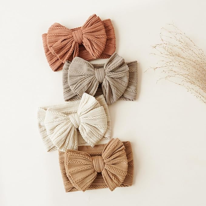 Prohouse 8 Pack Baby Headbands Soft Nylon Hairbands Hair Bows for Newborns Infants Toddlers and Baby Girls Elastic Hairbands for Daily Wear, Photoshoots