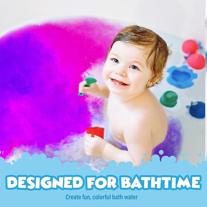 Tub Works® Bath Color Fizzies, 150 Count | Nontoxic & Fragrance-Free | Fizzy, Bath Color Tablets for Kids | Create Colorful Water Water Tablets in 7 Colors for Variety | Bath Bombs for Kids Bathtub