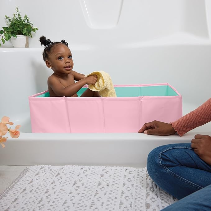 Bright Starts Disney Baby Minnie Mouse TuckAway Travel Tub, Converts Shower to Bathtub, Folds to Store, Easy to Clean, Portable Baby Bathtub for Travel, 12M-5Y