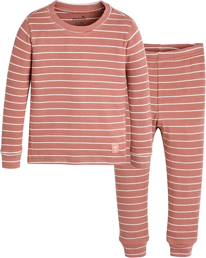 moimoln Stripe Pajamas Set 12M-8Y Ribbed Unisex Baby & Toddler, Soft Viscose, Snug-Fit, Everyday Sleepwear
