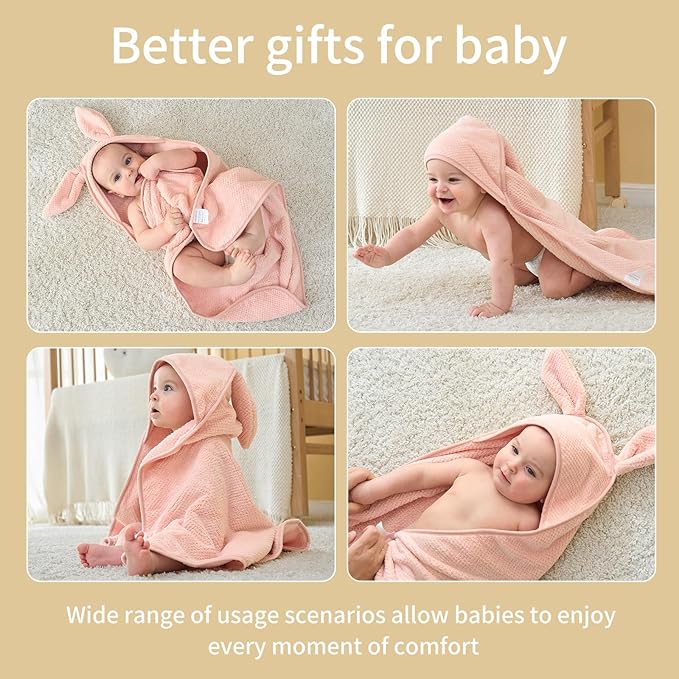 Baby Hooded Towel 2 Pack Bath Towels for Newborn with Animal Design Shower Essentials for Baby Girl Boy and Toddler (Green & Teal, Medium)