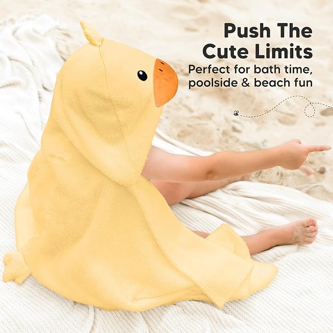 KeaBabies Organic Baby Towel with Hood for Girls, Boys - Soft, Absorbent, 100% Cotton Hooded Baby Towels for Newborns, Infants, Large Hooded Bath Towels for Babies, Kids, Toddler 1-3 (Duci)