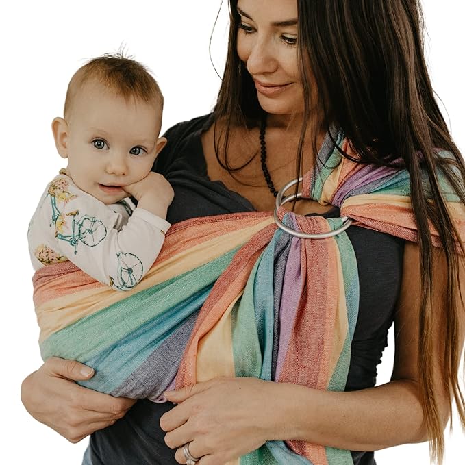 Hip Baby Wrap - Baby Carrier for Infants & Toddlers - Cotton Sling for Nursing, Baby Shower Gifts - Comfortable for Babies 8-35 lbs - Valentine Gifts for Her for Valentines Day - Summer Rainbow