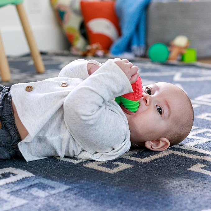 Infantino Lil' Nibbles Vibrating Apple Baby Teether, Sensory Exploration and Teething Relief with Soothing Vibrations and Textures