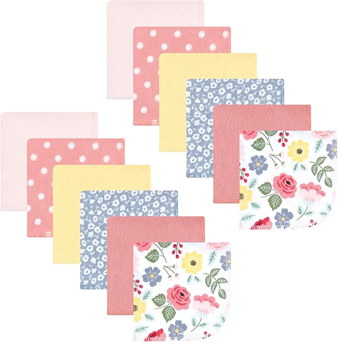 Hudson Baby Unisex Baby Flannel Cotton Washcloths, Modern Botanical 12 Pack, One Size