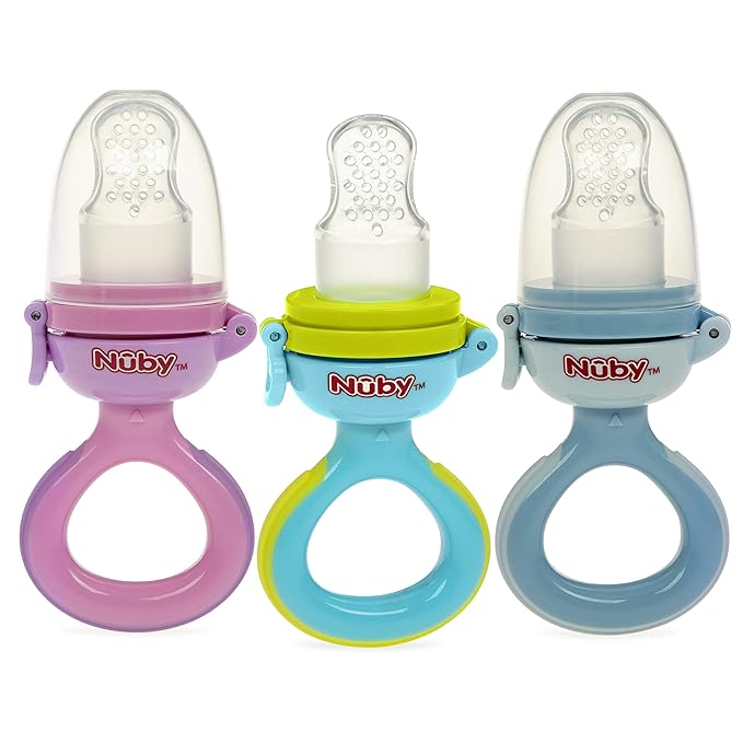 1 Pack Nuby Twist N' Feed Infant First Foods Feeder with Hygienic Cover: 10M+, Colors May Vary, Pack of 1