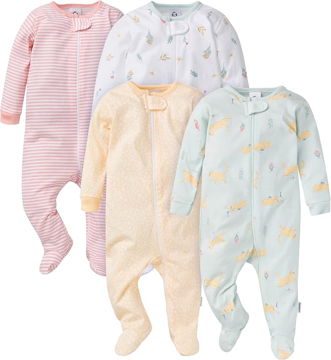 Gerber baby-girls 4 Pack Sleep 'N Play Footie