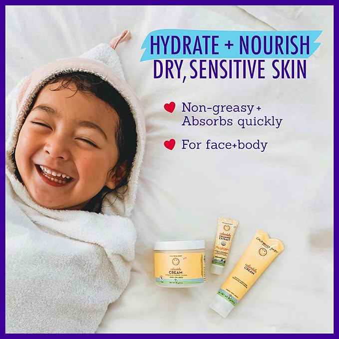 California Baby Calendula Cream | 100% Plant-Based Moisturizer | Lavender Baby Lotion | Face Moisturizer For Dry Skin | Hypoallergenic | 4 oz / 113g