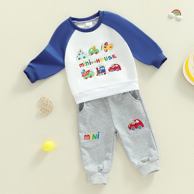 Infant Baby Boy Fall Clothes Set Funny Letter Sweatshirt Pant Outfit Toddler Winter Clothes 6 12 18 Months 2T 3T