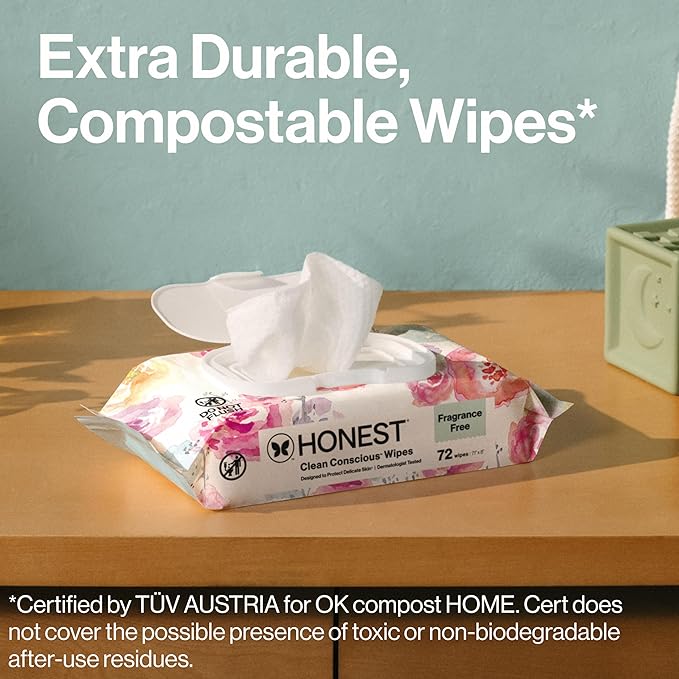 The Honest Company Hypoallergenic Multi-Use Baby Wipes for Sensitive Skin, Rose Blossom, 288 Count