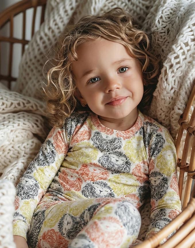moimoln Sibling Matching 6M-8Y Soft Warm Cotton Modal Character Long Sleeve Snug-Fit Pajama Long Sleeve Sleepwear Daily