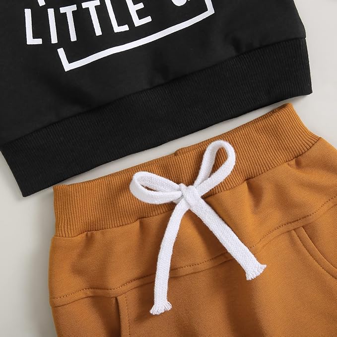 wdehow Toddler Baby Boy 2Pcs Outfits Letters Print Pullover Tops + Drawstring Pants Set Fall Winter Clothes