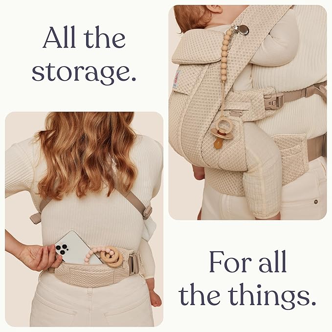 Ergobaby Omni Deluxe Baby Carrier Newborn to Toddler - Breathable Baby Carriers for Summer - All-Position Carrier with Enhanced Lumbar Support & Airflow (7-45 Pounds), Mesh, Natural Beige
